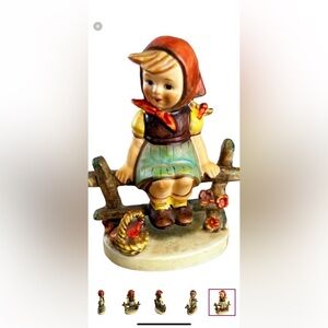 Hummel Girl Figurine with Orange Scarf and Brown Shoes